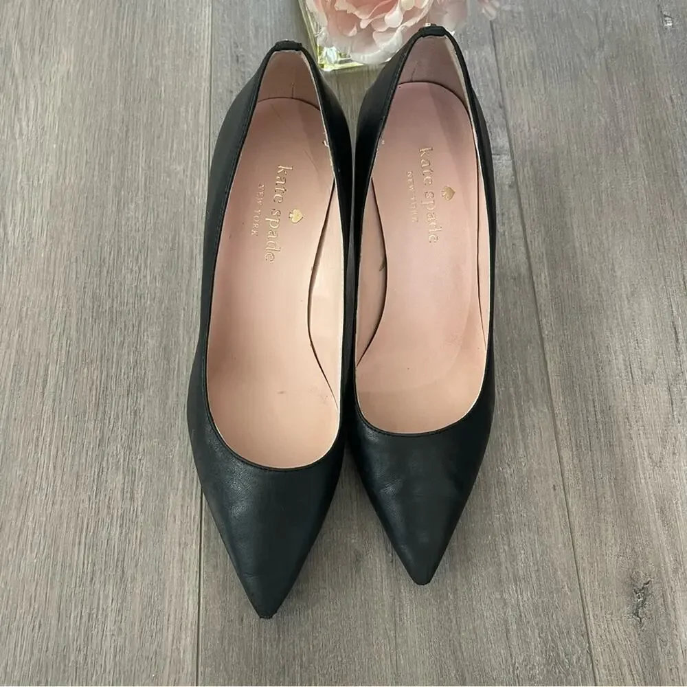 Kate‎ Spade Vivian Pumps Black Leather Point Toe Heels
